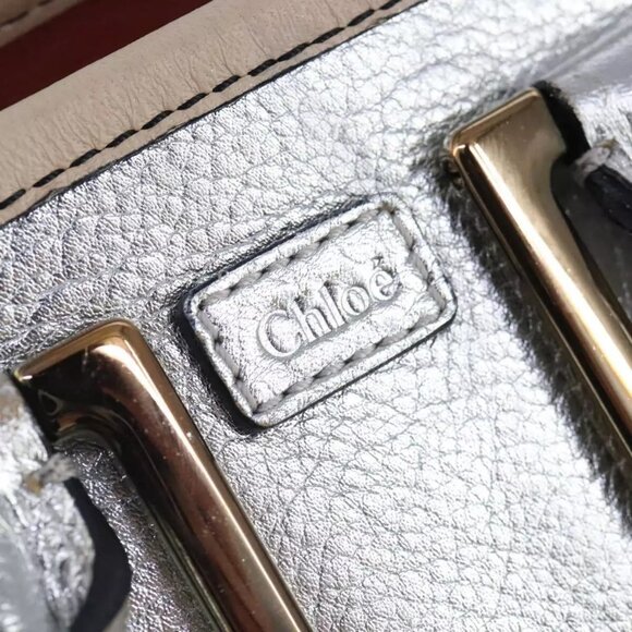 Chloe Etel Hand Bag Leather 2way Silver Auth - Picture 11 of 16